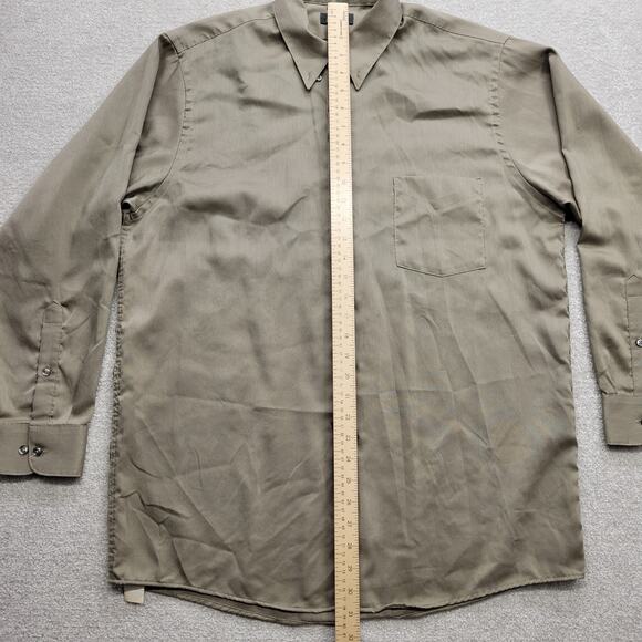 Arrow Men's Large Button Down Long Sleeve Casual Pique Shirt Light Brown - Picture 4 of 9